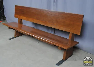 Solid Oak Church Pew Reconditioned Midcentury Modern Bench 77  • $974.99