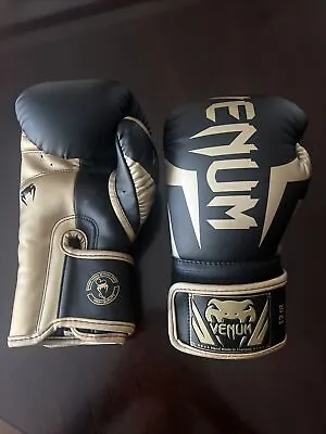 Venum Elite Boxing Gloves Black/Gold MMA Muay Thai Kick Boxing Training • $59