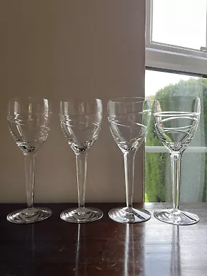 Set Of 4 Stuart Crystal / Jasper Conran  Aura  Large Wine Glasses 10inch Tall • £210