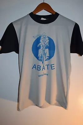 Abate Wyoming Vtg 70s Polyester Harley Davidson T Shirt Single Stitch ShortSmall • $27