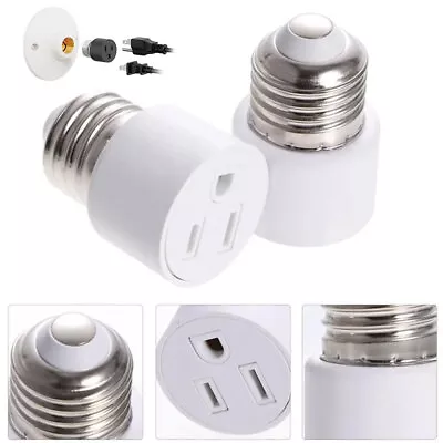 E26/E27 Light Socket To Plug Adapter 2 Packs 3 Prong Light Bulb Outlet Adapter • $7.55