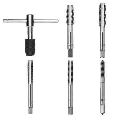 6pc Hand Tap Set Screw Thread Taps T-Wrench Reamer M6-M12 Twist Drill Bit Kit • £7.99