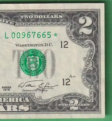 1976 L Star Note San Francisco CA Federal Reserve $2 Dollar Bill • $18.70