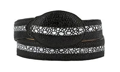 Kids Unisex Western Cowboy Belt Stingray Print Leather Black Cinto Vaquero • $19.99