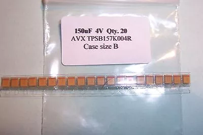 150uF 4V SMD SMT Low ESR Tantalum Capacitors Case Size B New AVX Parts Qty. 20 • £3.89