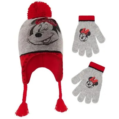 Disney Minnie Mouse Girls Winter Hat And Gloves Set Little Girls Ages 4-7 • $14.95