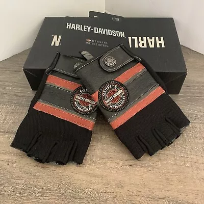 Harley-Davidson Men's Mixed Media Black Leather Fingerless Gloves Size Small NEW • $47.99