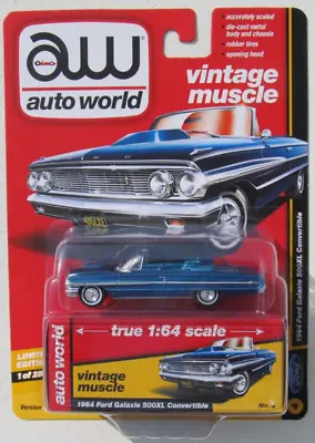 Auto World Premium R1 Vintage Muscle 1964 Ford Galaxie 500xl Conv #4 A 1/2500 • $44.95