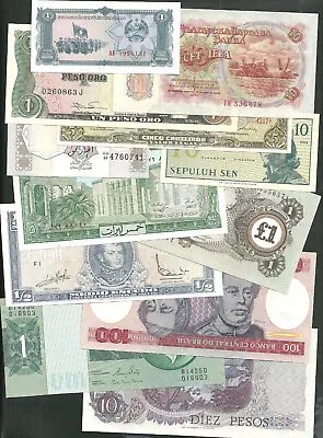 Lot Of 12 UNC World Banknotes Currency Paper Money Argentina Brazil Chile Biafra • $10.95