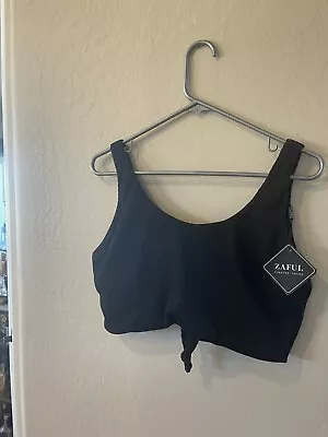 ZAFUL Women's Black Tankini Ruched High Waisted Bathing Suit Top Only Xxl New • $7.19