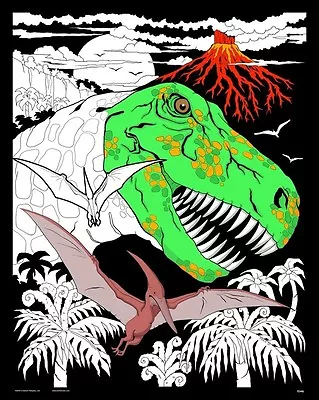 T-Rex Jungle - Large 16x20 Inch Fuzzy Velvet Coloring Poster • $8.99