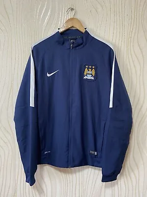 MANCHESTER CITY 2013 2014 TRAINING FOOTBALL SOCCER JACKET NIKE 610490-411 Sz L • $69.99