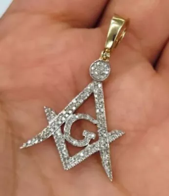 10kt Genuine Diamond 0.45 Carat Masonic Pendant  5 Mm Bail SI Diamond  • $599