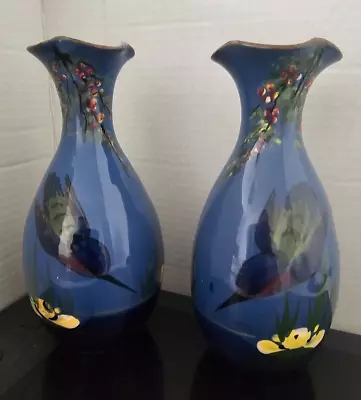 Vintage Pair Longpark Kingfisher Vases. • £29.99