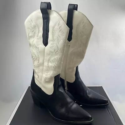 Women’s Cowgirl Boots / Western Style Size 10 Black & White Novo Vegan Leather • $65