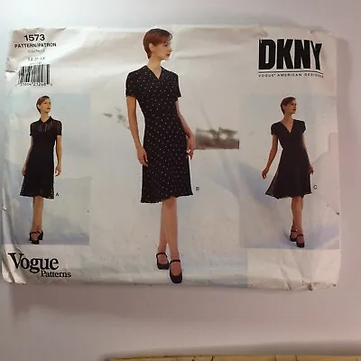 Vogue 1573 DKNY Straight Flared Overlay Dress V Neck Ladies New Uncut Pattern • £24.50