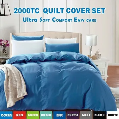 $27.99 • Buy 2000TC Ultra Soft Quilt/Doona Cover Set King Single/D/Queen/Super King Size Bed