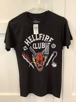 Stranger Things Hellfire Club Mens Black Graphic T Shirt   NWT  Size Small • $17.99