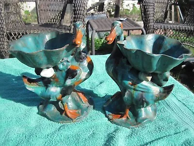 Pacific / N.c.?art Pottery Tw0 Ducks Drip Glaze Scultured Hand Made • $190