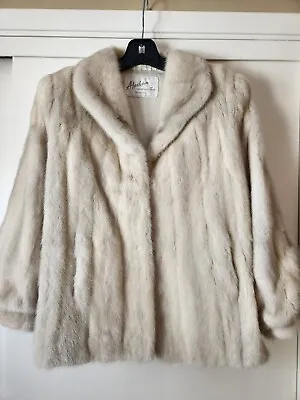 Clasic Mink Jacket Coat Stroller Azurene Light Grey Beige Female Full Skins  • $349