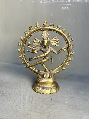 Vintage Aged Brass Hindu Nataraja Shiva Figurine Small 4” Statue • $11.89