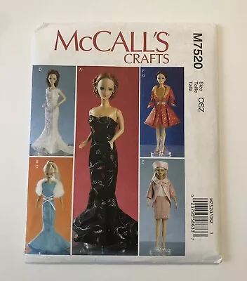 McCall’s Barbie Doll Clothes Evening Dress #M7520 Sewing Pattern Cut-Outs • $8.99