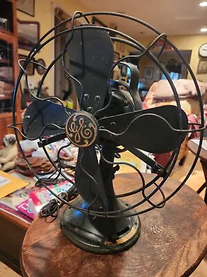 Antique Vintage GE Military Green Oscillating 3 Speed Handle Fan Original Works! • $249.99