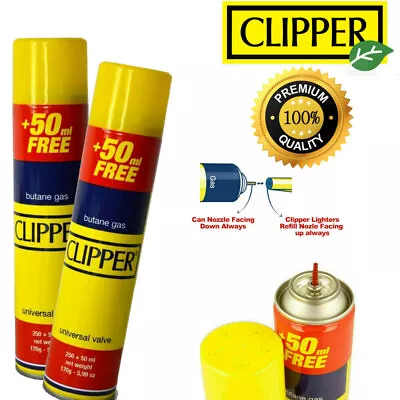 Genuine Clipper Gas  Refills Butane Fuel Fluid  For Universal Lighters 300ml • £5.99