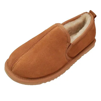 Eastern Counties Leather Mens Sheepskin Lined Soft Suede Sole Slippers EL162 • £43.49