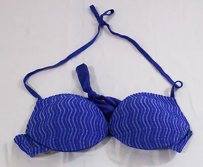 Calzedonia Women's Padded Push-Up Mykonos Bikini Top AS9 Midnight Blue Large NWT • £9.14