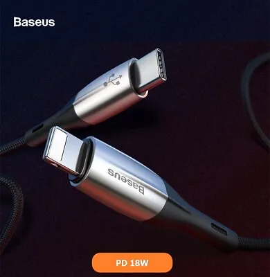 $12 • Buy Genuine Baseus 18W 1M Type C To IPhone Quick Charging Data Sync Cable