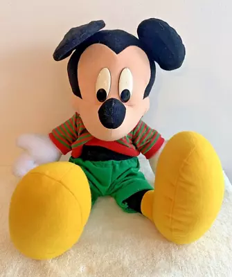 Vintage Disney Christmas Mickey Mouse 18  Plush Toy Doll With  M  Sweater ~ Rare • $7.99