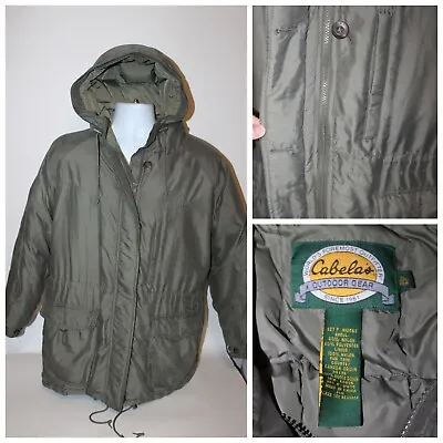 Mens CABELAS Goose Down Fill Full Zip Hooded Winter Jacket : Size XL • $75