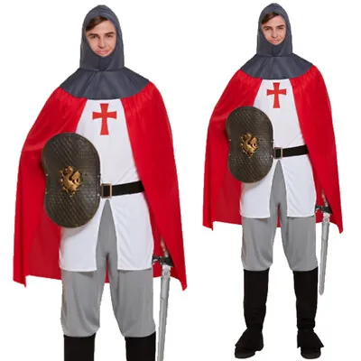 Adult Mens Knight St George Medieval English Crusader Fancy Dress Costume • £19.99