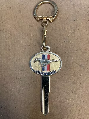 1964 1965 1966 Mustang NOS Vintage Gold Plated Logo Key Chain W/ Uncut Key Blank • $24.99