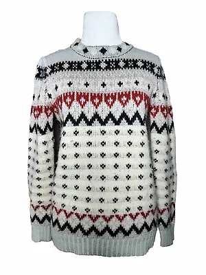 J Crew Fair Isle Nordic Merino Wool Blend Pullover Crew Neck Sweater Medium • $18