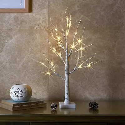 Lighted Birch Tree Warm White Light Up Tabletop Small LED Tree Artificial Decora • $16.86