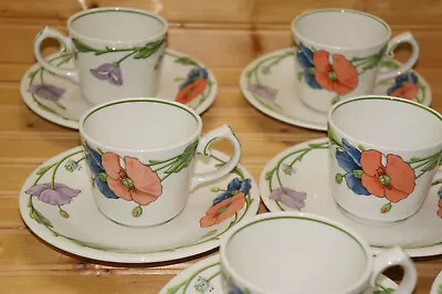 Villeroy & Boch Amapola (6) Cups 2 3/4  & (6) Saucers 6 3/8  (Box #4) • $38.88