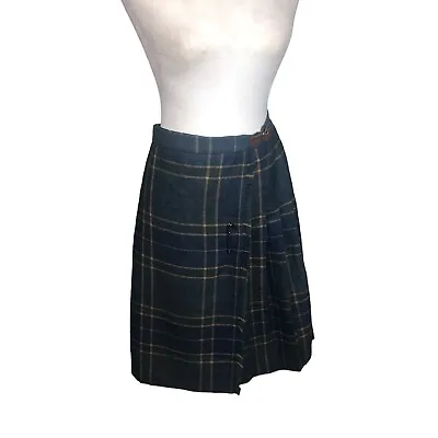 Vintage Lauren Ralph Lauren Skirt Tartan Blue Plaid Wool Kilt  Womens Size 10P • $29.99