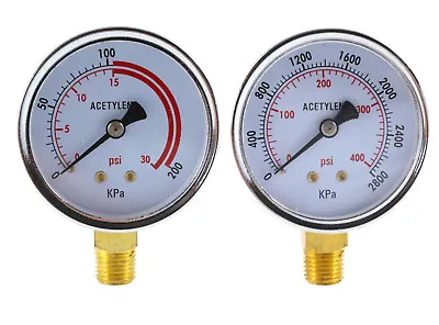 $17 • Buy Low And High Pressure Gauges For Acetylene Regulator - 2.5 Inches 1/4 NPT (PAIR)