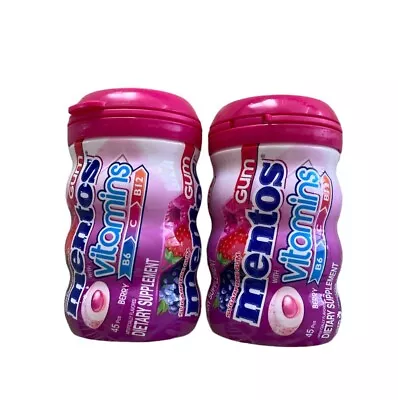 Mentos Sugar Free Chewing Gum With Vitamins B6 C And B12 Berry Flavored 2 Pack • $15