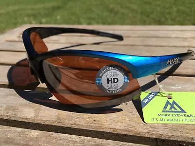 Maxx HD Sunglasses Domain Blue Black High Definition Brown Lens 57601 • $19.95