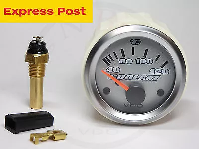 12v VDO 52mm Titanium 120°C WATER TEMP Gauge And Sender Automotive-Marine-4wd • $89.52