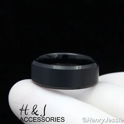 MEN Tungsten Black Brushed Plated 8mm Simple Wedding Band Ring Size 7-13*ATR6 • $25.99