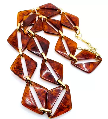 $312 • Buy Vtg Yves Saint Laurent YSL? 1970s Faux Tortoiseshell Lucite Chunky Necklace Belt