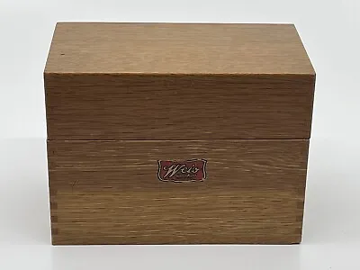 WEIS Vintage OAK Dovetailed Index Card File Box Recipe Wood Brass Hinges • $17.50