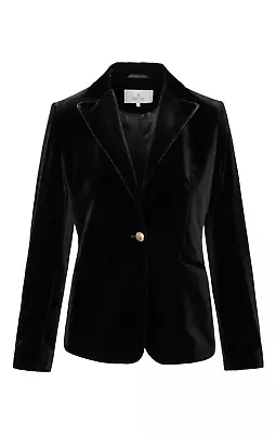 Stunning House Of Bruar Velvet Blazer Womens Jacket Black Size 10 Brand New • £75