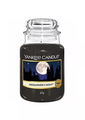 Yankee Candle Midsummer’s Night 623g Glass Jar Candle Fragranced Scented Black • £27.99