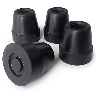 Durable Quad Cane Tips Extra Stability No-Slip Grip 1/2 Inch 4 Per Box Black • $6.81