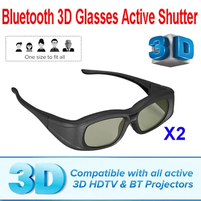 2x Elikliv Bluetooth 3D Glasses Active LCD For Projector Panasonic Sony Kb • £44.15